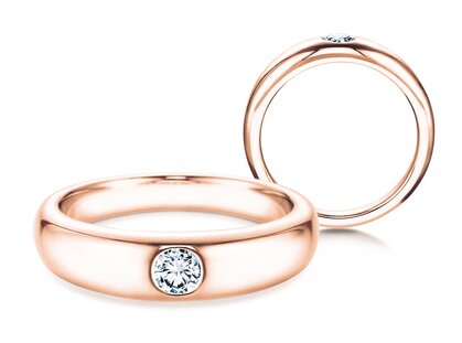 Anillo de compromiso Promise en 14K oro rosa con diamante 0,05ct G/SI
