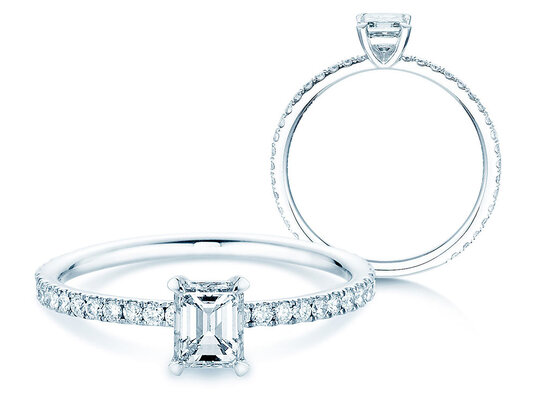 Anillo de compromiso Elaine en 14K oro blanco con diamantes 0,86ct G/VS