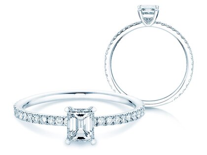 Anillo de compromiso Elaine en 14K oro blanco con diamantes 0,86ct G/VS