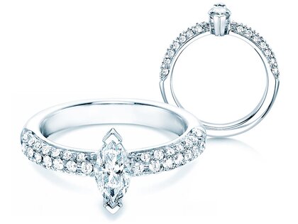 Anillo de compromiso Louis en 18K oro blanco con diamantes 1,12ct G/SI