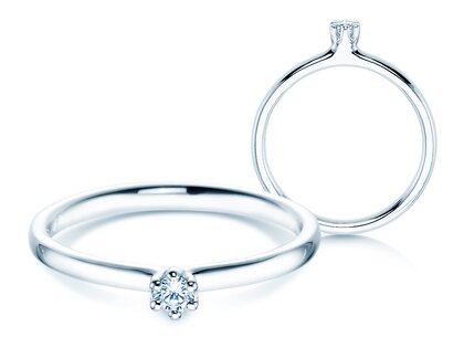 Anillo de compromiso Classic 6 en 14K oro blanco con diamante 0,05ct H/SI