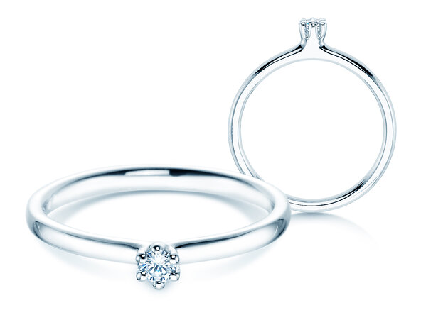 Anillo de compromiso Classic 6 en 14K oro blanco con diamante 0,05ct H/SI