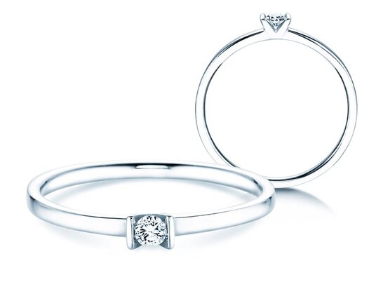 Anillo de compromiso Love en 14K oro blanco con diamante 0,04ct G/SI