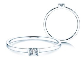 Anillo de compromiso Love en 14K oro blanco con diamante 0,04ct G/SI