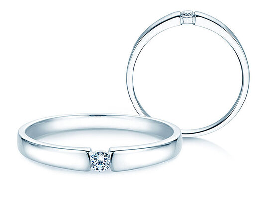 Anillo de compromiso Infinity Petite en 14K oro blanco con diamante 0,03ct G/SI