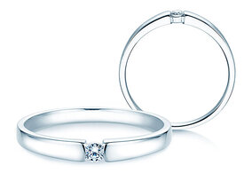 Anillo de compromiso Infinity Petite en 14K oro blanco con diamante 0,03ct G/SI