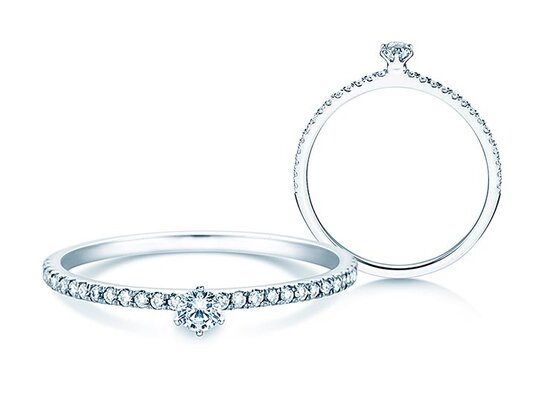 Anillo de compromiso Classic Pavé en 9K oro blanco con diamantes 0,20ct G/SI
