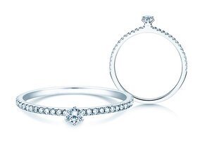 Anillo de compromiso Classic Pavé en platino 950/- con diamantes 0,40ct G/SI