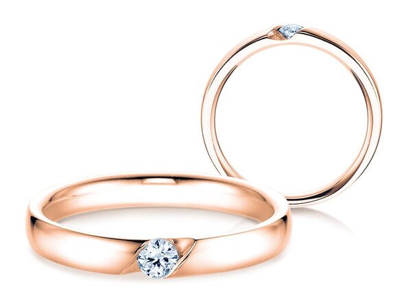 Anillo de compromiso Italic en 9K oro rosa con diamante 0,03ct H/SI