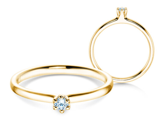 Anillo de compromiso Classic 6 en 14K oro amarillo con diamante 0,05ct H/SI