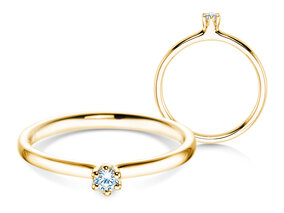 Anillo de compromiso Classic 6 en 9K oro amarillo con diamante 0,05ct G/SI