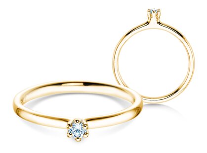 Anillo de compromiso Classic 6 en 14K oro amarillo con diamante 0,05ct H/SI