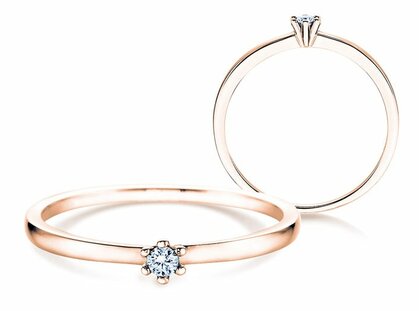 Anillo de compromiso Classic Petite en 14K oro rosa con diamante 0,09ct G/SI