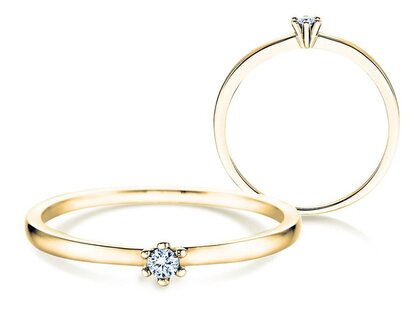 Anillo de compromiso Classic Petite en 14K oro amarillo con diamante 0,07ct G/SI