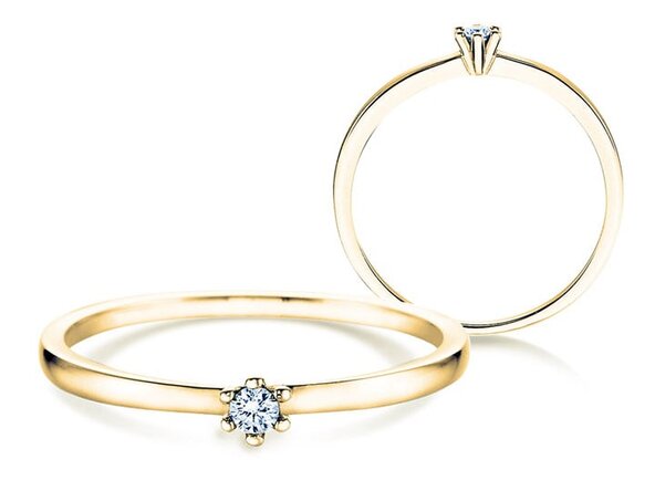 Anillo de compromiso Classic Petite en 14K oro amarillo con diamante 0,07ct G/SI