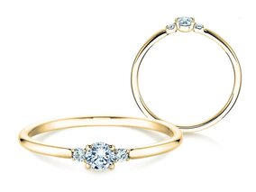 Anillo de compromiso Vivid Petite Diamond en 18K oro amarillo con diamantes 0,30ct G/SI