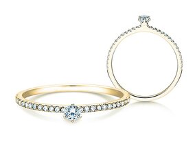 Anillo de compromiso Classic Pavé en 14K oro amarillo con diamantes 0,50ct G/SI