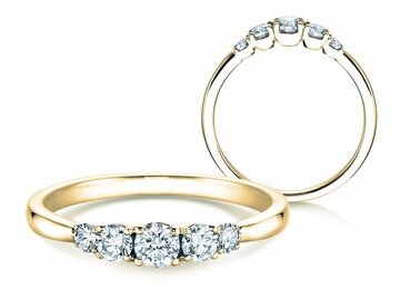 Anillo de compromiso 5 Diamonds en oro amarillo