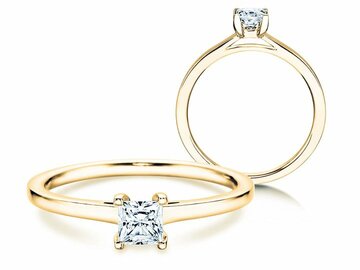 Anillo de compromiso Princess en oro amarillo
