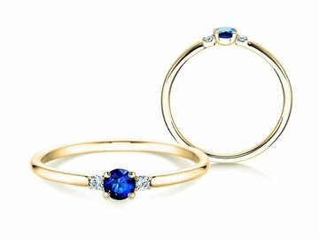 Anillo de compromiso Glory Petite Saphir en oro amarillo