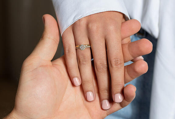 Anillos de Oro Amarillo, Blanco y Rosa con Diamante para Mujer