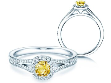 Anillo de compromiso Fancy Yellow Cushion