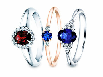 Anillo con piedras coloradas. Anillos de compromiso con piedras coloradas