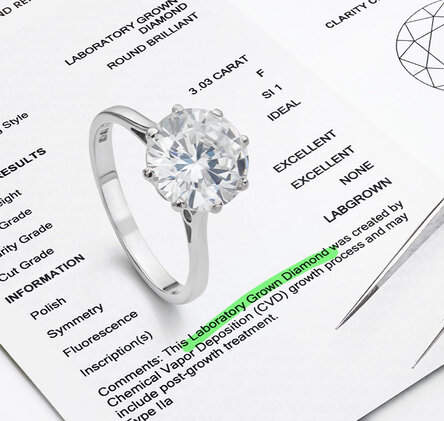 Certificado de diamante de laboratorio