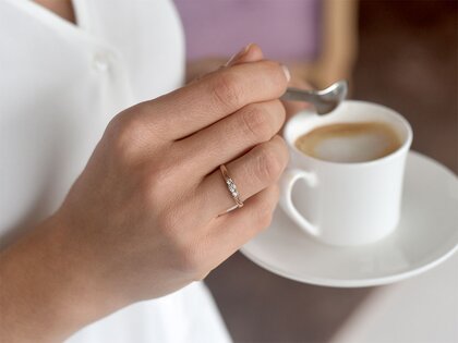 Anillo de compromiso 3 Stones en 14K oro rosa con diamantes 0,40ct G/SI