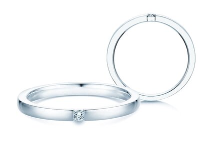 Anillo de compromiso Infinity en 14K oro blanco con diamante 0,10ct G/SI
