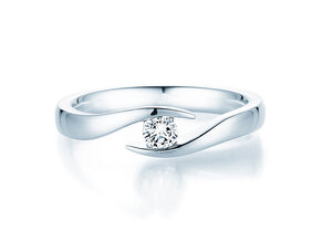 Anillo de compromiso Twist en plata 925/- con diamante de laboratorio 0,15ct E/VS