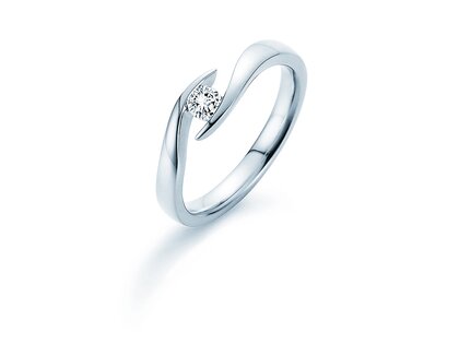 Anillo de compromiso Twist en plata 925/- con diamante de laboratorio 0,15ct E/VS