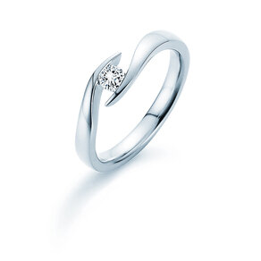Anillo de compromiso Twist en plata 925/- con diamante de laboratorio 0,15ct E/VS