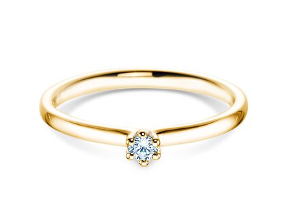 Anillo de compromiso Classic 6 en 14K oro amarillo con diamante 0,05ct H/SI