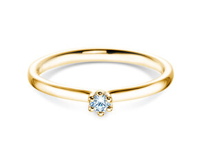 Anillo de compromiso Classic 6 en 14K oro amarillo con diamante 0,05ct H/SI