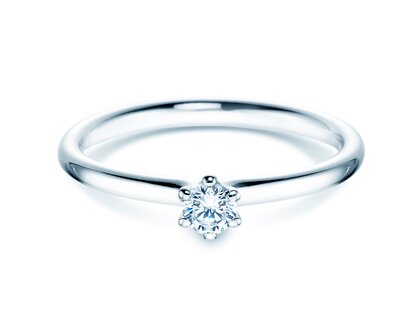 Anillo de compromiso Classic 6 en 9K oro blanco con diamante 0,15ct H/SI