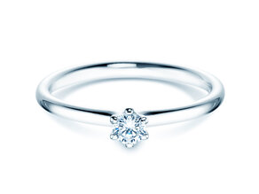 Anillo de compromiso Classic 6 en 9K oro blanco con diamante 0,15ct H/SI