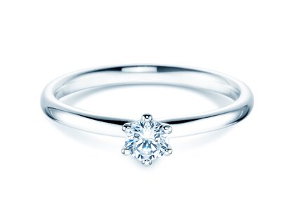 Anillo de compromiso Classic 6 en 14K oro blanco con diamante 0,25ct H/SI