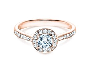 Anillo de compromiso Halo Classic en 18K oro rosa con diamantes 0,78ct G/SI