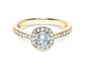 Anillo de compromiso Halo Classic en 18K oro amarillo con diamantes 0,78ct G/SI