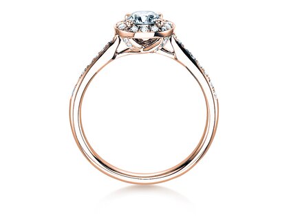 Anillo de compromiso Halo Classic en 18K oro rosa con diamantes 0,78ct G/SI