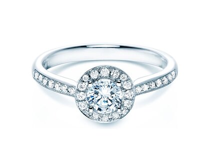 Anillo de compromiso Halo Classic en 18K oro blanco con diamantes 0,78ct G/SI