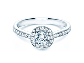 Anillo de compromiso Halo Classic en 18K oro blanco con diamantes 0,78ct G/SI