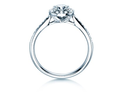 Anillo de compromiso Halo Classic en 18K oro blanco con diamantes 0,78ct G/SI