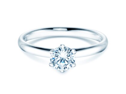 Anillo de compromiso Classic 6 en 18K oro blanco con diamante 0,60ct H/SI