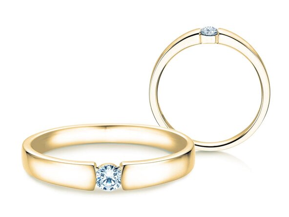 Anillo de compromiso Infinity Petite en 14K oro amarillo con diamante 0,13ct G/SI
