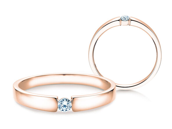 Anillo de compromiso Infinity Petite en 14K oro rosa con diamante 0,09ct G/SI