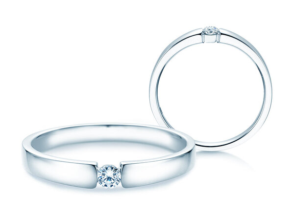 Anillo de compromiso Infinity Petite en 14K oro blanco con diamante 0,09ct G/SI
