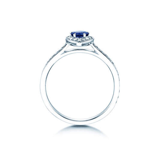 Anillo de compromiso Heart Saphir en 9K oro blanco con zafiro 0,25ct y diamantes 0,34ct