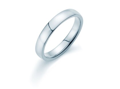 Anillo para hombre Infinity 4mm en 14K oro blanco pulido